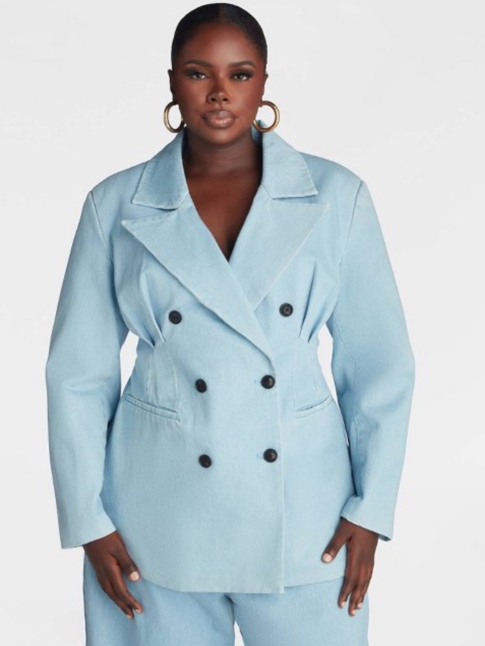 Waist Cinching “Corset” Denim Blazer